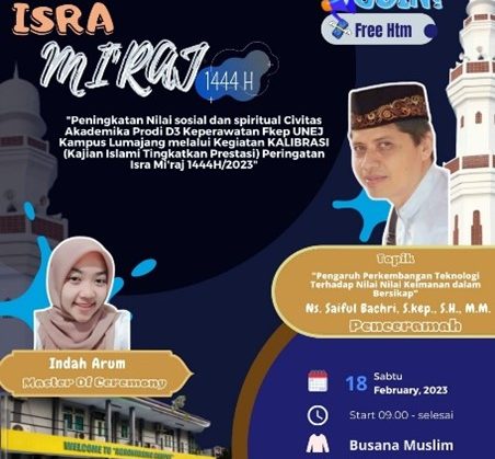 HIMAPRODI D3 KEPERAWATAN KAMPUS LUMAJANG SELENGGARAKAN KAJIAN ISLAM TINGKATKAN PRESTASI (KALIBRASI) PERINGATI ISRA MIKRAJ 1444 H